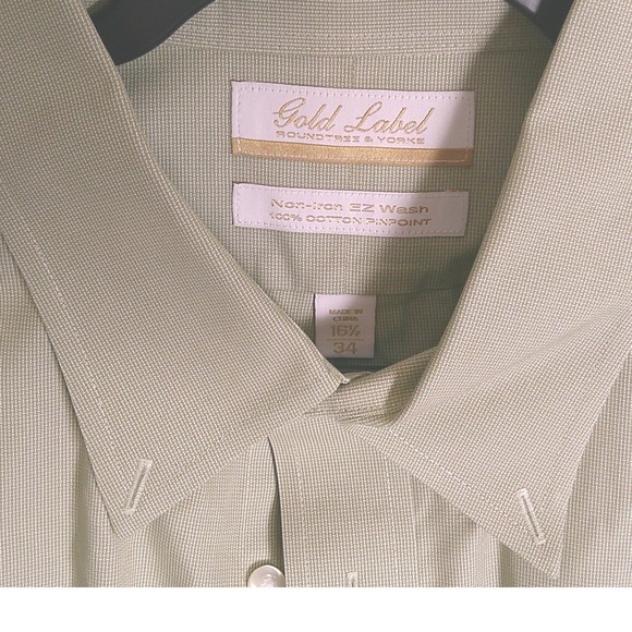 Roundtree & Yorke Gold Label Mens Dress Shirt Long Sleeve Cotton Size 16 34/35 - Picture 2 of 3